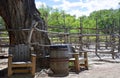 Barn Yard Chair and Barrel Royalty Free Stock Photo