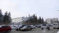 BARNAUL - JANUARY 21 Barnaul is a former military school of pilots, a Yak-28 plane at the entrance. on January 21, 2019