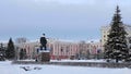 BARNAUL - JANUARY 21 central area of the city Lenin monument on January 21, 2018 in Barnaul, Russia Royalty Free Stock Photo