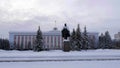 BARNAUL - JANUARY 21 central area of the city Lenin monument on January 21, 2018 in Barnaul, Russia Royalty Free Stock Photo