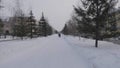 BARNAUL - JANUARY 21 view of the central alley Lenin Avenue on January 21, 2018 in Barnaul, Russia. Royalty Free Stock Photo