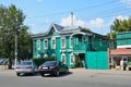 Barnaul, Russia, August, 17, 2016. A historic building on Pushkina street in Barnaul - typography of V. M. Vershinin Royalty Free Stock Photo