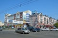 Barnaul, Russia, August, 17, 2016. The intersection of Lenin avenue and Dimitrov street in the city of Barnaul in the summer