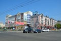 Barnaul, Russia, August, 17, 2016. The intersection of Lenin avenue and Dimitrov street in the city of Barnaul in the summer