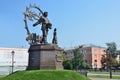 Barnaul, Russia, August, 17, 2016. Nobody, the monument to the immigrants to Altai, Barnaul