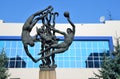 Barnaul, Russia, August, 17, 2016. The sculpture in front of the fitness center `Avrora` on the venue of Builders in Barnaul