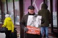 The demonstrator stands with a poster ` Russia without Putin`