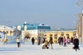 Barnaul, Russia, January, 13, 2016, People walking in the center of Barnaul