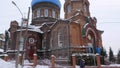 Barnaul, Russia, JANUARY, 20, 2020. Pokrovsky cathedral on Nikitin street in Barnaul in the winter, Russia Royalty Free Stock Photo