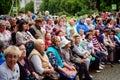 Barnaul, Russia-July 22, 2018.Viewers watch a feature film in an open-air cinema at the Shukshin film festival