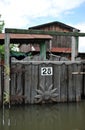 The flooded gate. Flood. The river Ob, which emerged from the shores, flooded the outskirts of the city.