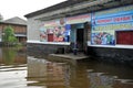 Flooded shop.The river Ob, which emerged from the shores, flooded the outskirts of the city.