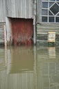 Mailbox during the flood. The river Ob, which emerged from the shores, flooded the outskirts of the city.