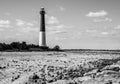 Barnegat Lighthouse, New Jersey, black and white Royalty Free Stock Photo