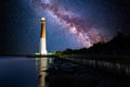 Barnegat Lighthouse under a starry night Royalty Free Stock Photo