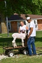 Shearing a sheep for a judging contest