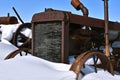 Old Huber tractor in a snowdrift