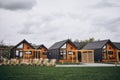 barnhouse on the hill. green grass Royalty Free Stock Photo