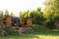 Barnhouse style houses. A street with cozy small houses. Modern construction