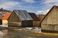 Barns in Liptovska Teplicka village during winter