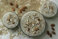Barnyard millet porridge. An easy and healthy porridge for breakfast with barnyard millet, milk and almonds