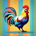 Barnyard rooster chicken pop art colors