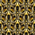 Barogue gold vintage 3d seamless pattern. Vector floral damask b