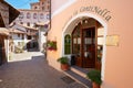 Barolo streets in a sunny summer day, ancient restaurant in Italy