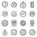 Barometer control icons set, outline style Royalty Free Stock Photo