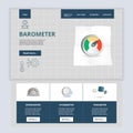 Barometer flat landing page website template. Speedometer, hygrometer, tonometer. Web banner with header, content and