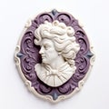 Baron-inspired Cameo: A Rococo Decadence Carving In Light Gray And Violet