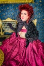 Baroness in baroque salon Royalty Free Stock Photo