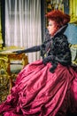 Baroness in baroque salon Royalty Free Stock Photo