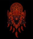 Illustration vector Barong bali culture icon form bali-indonesia with sacred geometry pattern on black background. Royalty Free Stock Photo