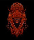 Illustration vector Barong bali culture icon form bali-indonesia with sacred geometry pattern on black background. Royalty Free Stock Photo