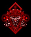 Illustration vector Barong bali culture icon form bali-indonesia with sacred geometry pattern on black background. Royalty Free Stock Photo