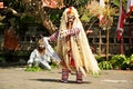 Barong and Kris dancer performing at the stage with their colorful costume