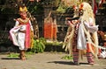 Barong and Kris dancer performing at the stage with their colorful costume