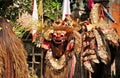 Barong and Kris dancer performing at the stage with their colorful costume