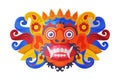 Barong Ritual Mask as Bali Traditional Cultural Attribute Vector Illustration