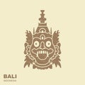 Barong. Traditional ritual Balinese mask. Flat icon with a shabby effect.