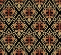 Seamless damask baroque pattern on black background Royalty Free Stock Photo