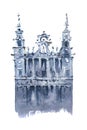 Almudena Cathedral in Madrid, Spain. Hand drawn watercolor sketch. Watercolour art drawing of the main church Royalty Free Stock Photo