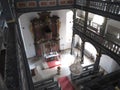 Baroque altar in the two-story interior of a church in Maroldsweisach