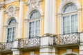 Baroque balcony on facade of house. Peterhof