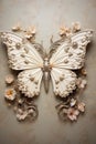 Baroque Beauty: A White-Winged Butterfly Sculpture Adorned with