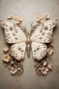 Baroque Beauty: A White-Winged Butterfly Sculpture Adorned with Royalty Free Stock Photo