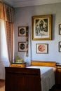 Baroque bedroom at the castle Grabstejn, Ancient medieval gothic chateau near Chotyne, Liberec Region, Czech Republic