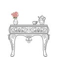 Baroque bedside commode furniture rich set collection. Ornamented background Vector illustration