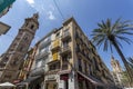 Baroque belfry of the Gothic Santa Catalina church in Valencia